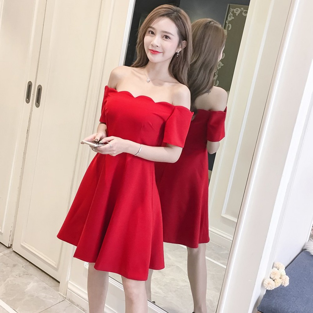 High waist slim sexy one-shoulder strapless dress High waist slim sexy one-shoulder strapless dress