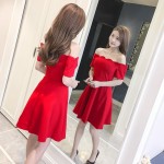 High waist slim sexy one-shoulder strapless dress