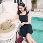 Black sexy high-waist dress with fungus