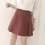 Solid color pleated high waist A word half body short skirt