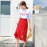 Polka dot fishtail irregular high waist ruffle A word skirt