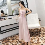 Ruffled sling high waist long A-line dress long skirt