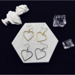 Openwork geometric heart sweet golden love earrings