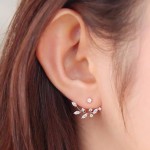 Korean Fashion Rhinestone Leaves Branches Earrings Ear Jacket