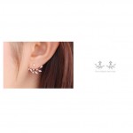 Korean Fashion Rhinestone Leaves Branches Earrings Ear Jacket