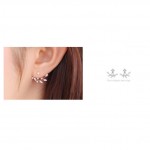 Korean Fashion Rhinestone Leaves Branches Earrings Ear Jacket