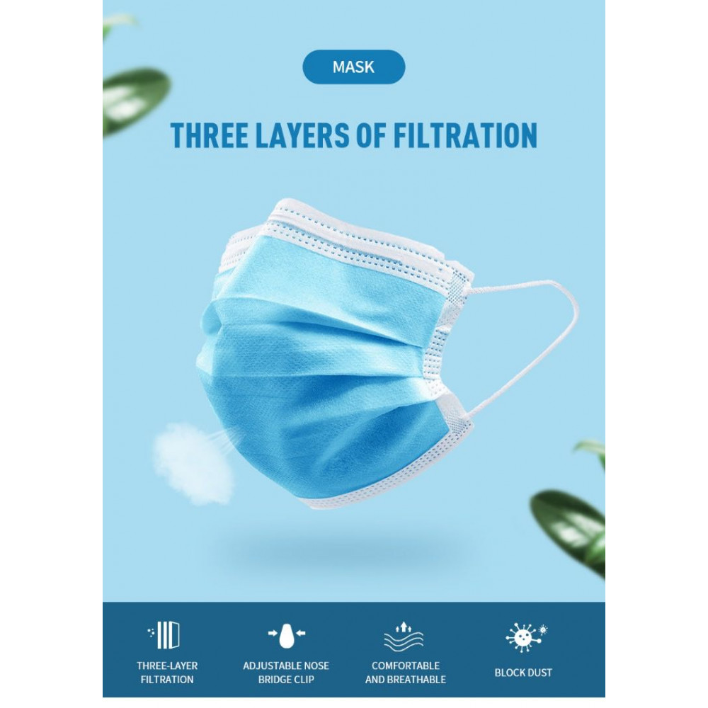 【READY STOCK】50 Pcs Mask 3ply Mouth Cover Mask Protect High Quality Regular Mouth Nose Covers Non-woven Face Mask 【READY STOCK】50 Pcs Mask 3ply Mouth Cover Mask Protect High Quality Regular Mouth Nose Covers Non-woven Face Mask