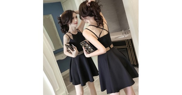Open back sexy slim nightclub sexy strap dress