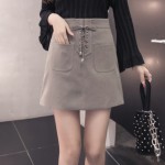 High waist bag hip deer velvet a short skirt