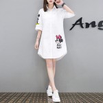 【PRE-ORDER】Large Size Fat MM Long Paragraph Loose Cartoon Mickey Shirt