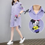 【PRE-ORDER】Large Size Fat MM Long Paragraph Loose Cartoon Mickey Shirt