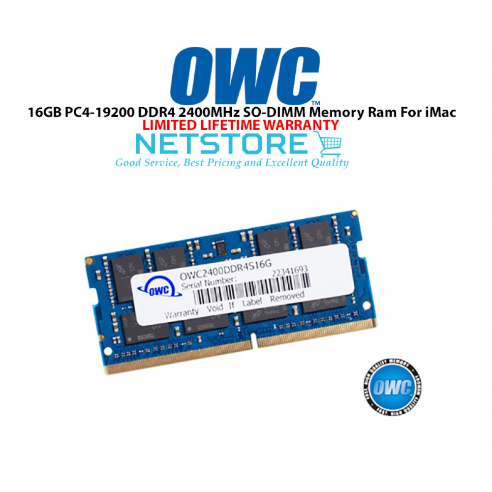 OWC 16.0GB PC4-19200 DDR4 2400MHz SO-DIMM 260 Pin CL17 Memory Upgrade For Mid 2017 iMac 27" W/ Retina 5K Models And PCs Which Utilize PC4-19200 SO-DIMM Model OWC2400DDR4S16G