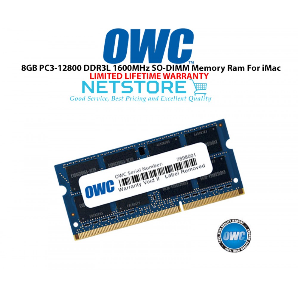 OWC 8GB PC3-12800 DDR3L 1600MHz SO-DIMM 204 Pin CL11 Macbook Ram Memory Upgrade For Multiple iMac Models And PCs Which Utilize PC3-12800 SO-DIMM Model OWC1600DDR3S8GB