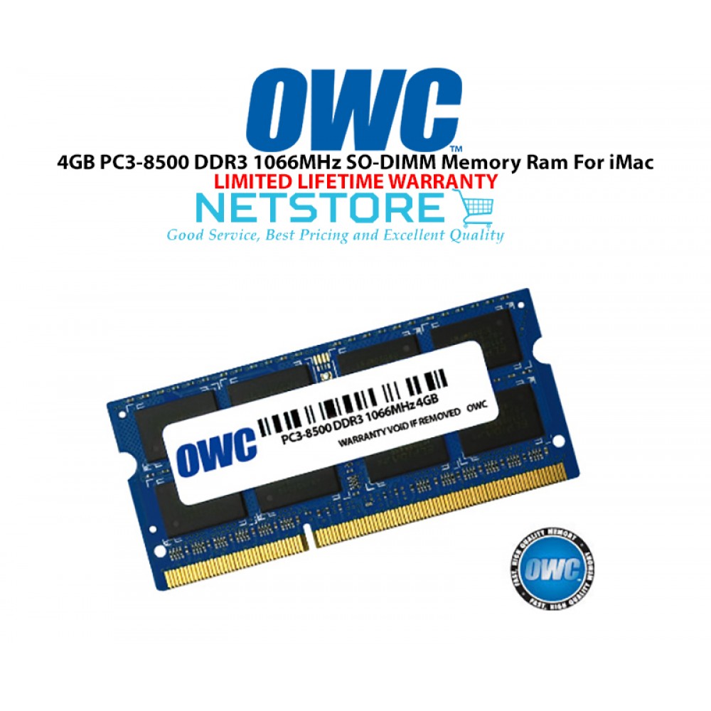 OWC 4GB PC3-8500 DDR3 1066MHz SO-DIMM 204 Pin Macbook Ram Memory Upgrade For Multiple iMac Models And PCs Which Utilize PC3-8500 SO-DIMM Model OWC8566DDR3S4GB OWC 4GB PC3-8500 DDR3 1066MHz SO-DIMM 204 Pin Macbook Ram Memory Upgrade For Multiple iMac Models And PCs Which Utilize PC3-8500 SO-DIMM Model OWC8566DDR3S4GB