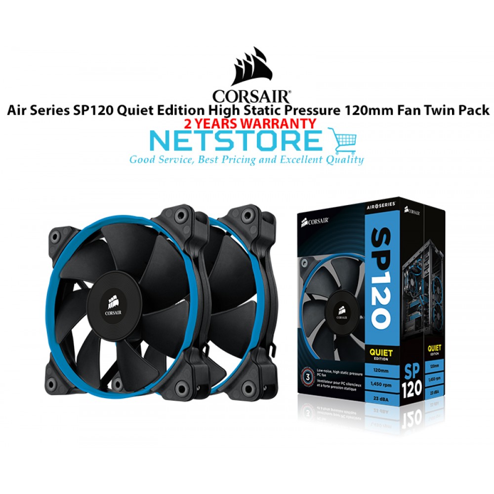 Corsair Air Series SP120 Quiet Edition 120mm High Static Pressure Twin Pack Fan ( CO-9050006-WW )