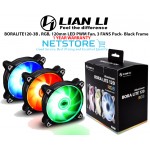 Lian Li BORA LITE 120-3B - 120mm LED PWM RGB Fan, 3 FANS Pack- Black