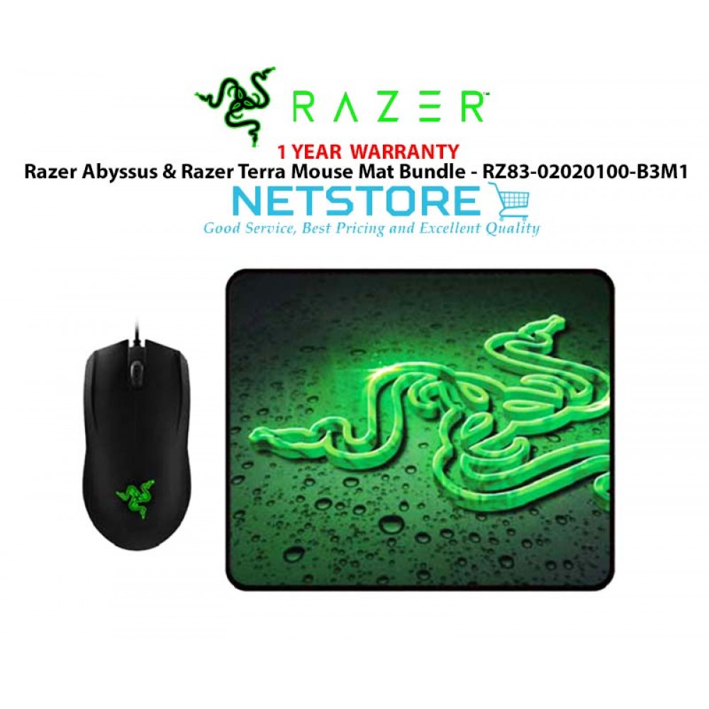 Razer Abyssus 2000DPI Gaming Mouse & Razer Goliathus Speed Terra Mouse Mat Mousepad Bundle - RZ83-02020100-B3M1