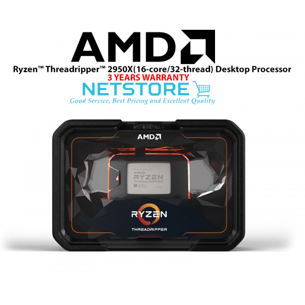 AMD 2nd Gen Ryzen Threadripper 2950X 16-Core 32-Thread 4.4 GHz Max Boost (3.5 GHz Base) Socket sTR4 180W YD295XA8AFWOF Desktop Processor AMD 2nd Gen Ryzen Threadripper 2950X 16-Core 32-Thread 4.4 GHz Max Boost (3.5 GHz Base) Socket sTR4 180W YD295XA8AFWOF Desktop Processor