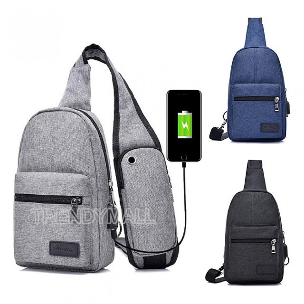 2018 USB Men's Chest Canvas Sling Bag/Casual Bag 2018 USB Men's Chest Canvas Sling Bag/Casual Bag