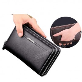 image of Faux Leather Double Zip Men's Wallet / Clutch /Wristlet