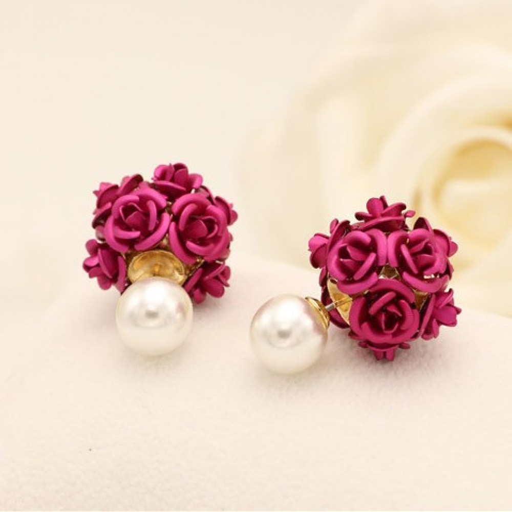 2016 Korea Fashion High Quality Pearl With Flower Earrings 2016 Korea Fashion High Quality Pearl With Flower Earrings