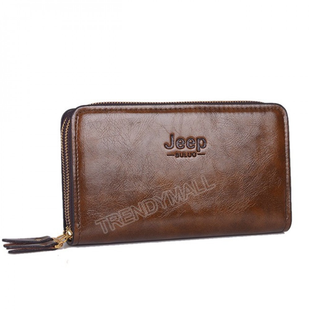 Faux Leather Double Zip Men's Wallet / Clutch /Wristlet (JEEP) Faux Leather Double Zip Men's Wallet / Clutch /Wristlet (JEEP)