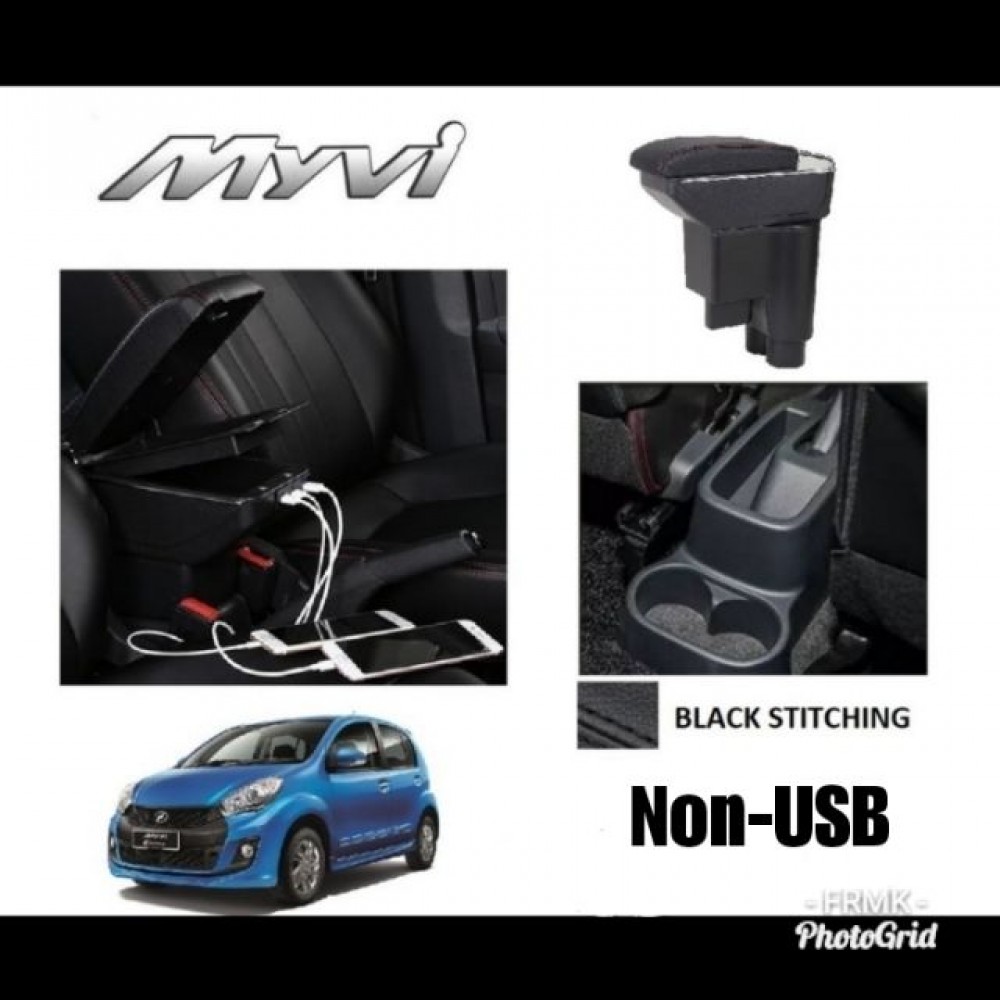 Armrest Perodua Myvi 2005-2016 Double Layer Black Stitching (Non-USB) Armrest Perodua Myvi 2005-2016 Double Layer Black Stitching (Non-USB)