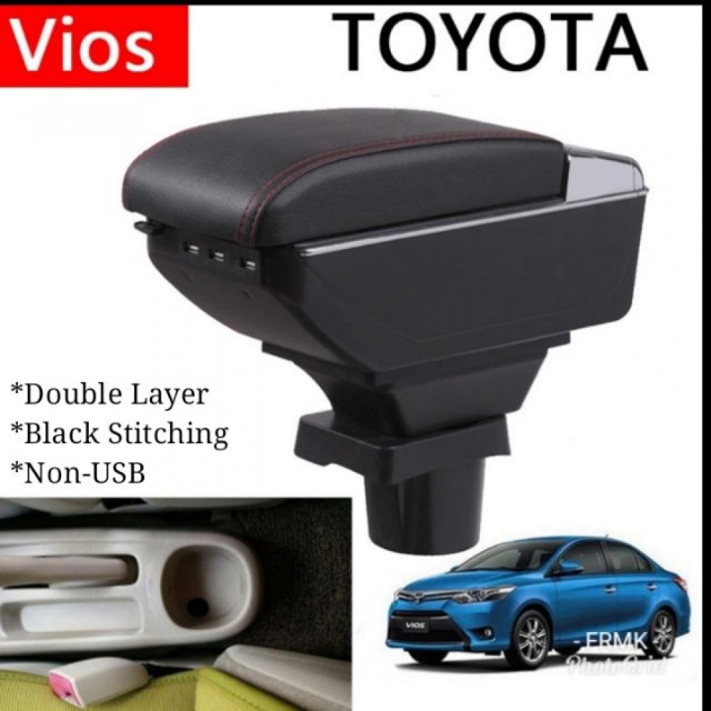 Armrest Toyota Vios 2002-2013 Double Layer Black Stitching (Non-USB)