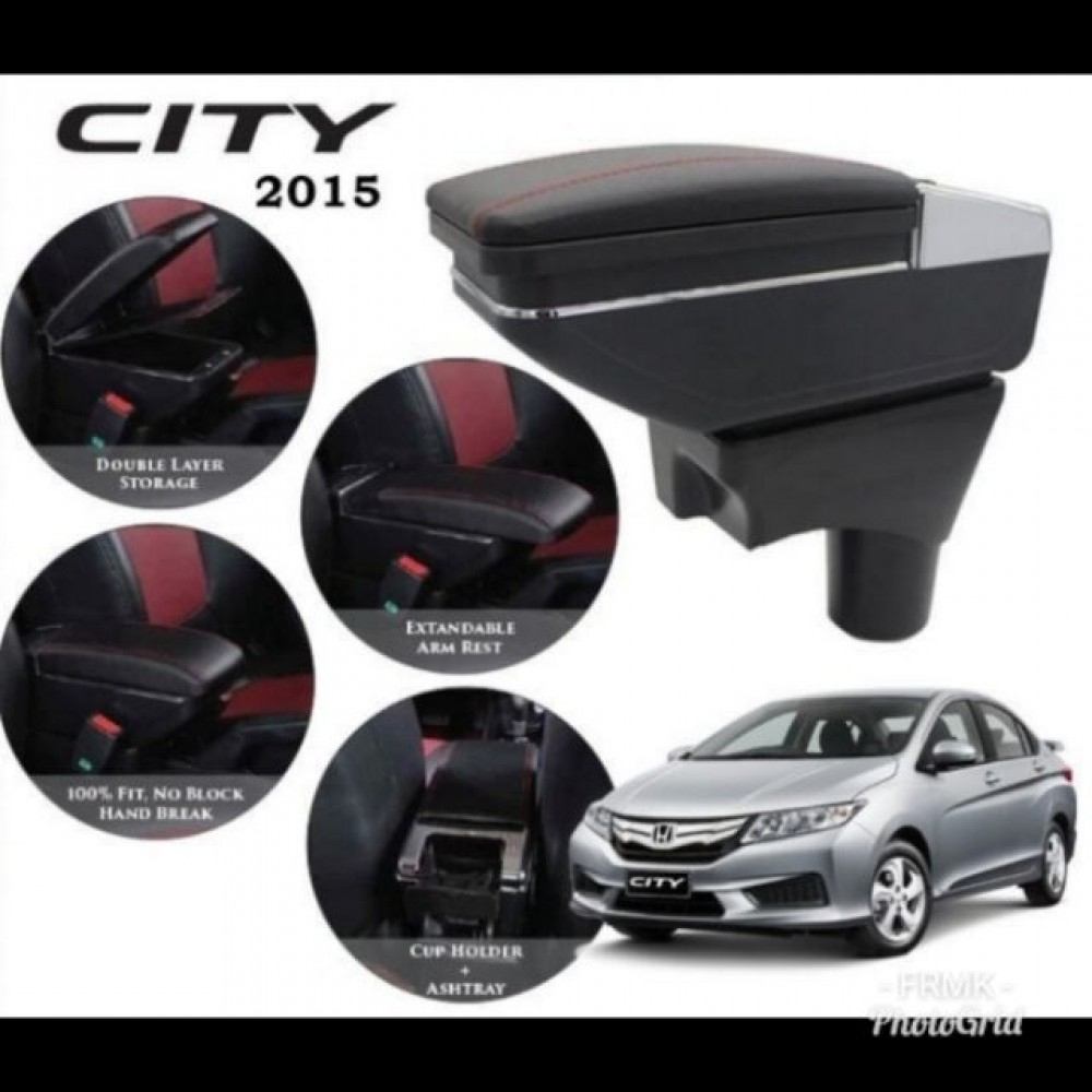 Armrest Honda CityJazz 2008-2013 Double Layer Black Stitching (Non-USB)