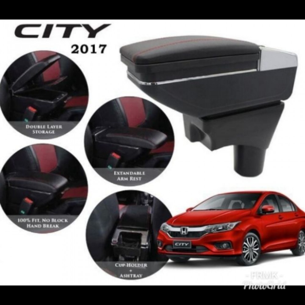 Armrest Honda CityJazz 20142018 Double Layer Black Stitching (NonUSB)