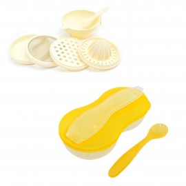 image of New Peanut Shape Feeding Bowl With Spoon Cum Baby Food Making Set -BKM16+yphb-Y26503