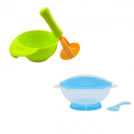 image of Baby Food Supplement Grinding Tool & Bowl Cum Translucent Training Bowl Set -BKM13+BKM15