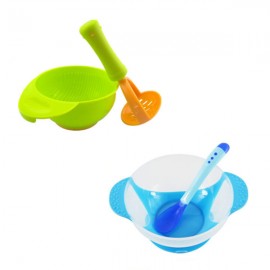 image of Baby Food Supplement Grinding Tool & Bowl Cum Food Supplement Temperature Sensor Sucker Bowl - BKM13+BKM14