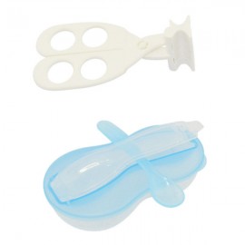 image of New Peanut Shape Feeding Bowl With Spoon Cum Multifunctional Baby Food Scissors -BKM16+AP1305