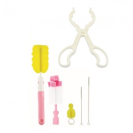 image of Baby Milk Feeding Bottle Clamp Cum Baby Bottle Cleaning Brushes Set of 5 -BKM18+BKM22