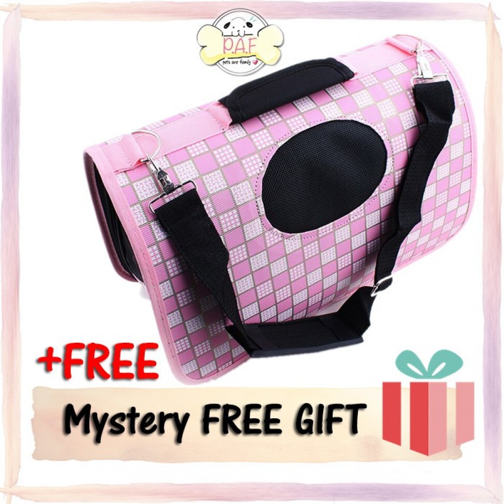 READY STOCK - Oxford Fordable High Quality Pet Bag (Pink Square) READY STOCK - Oxford Fordable High Quality Pet Bag (Pink Square)