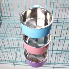image of READY STOCK - Pet Cage Hanging Stainless Steel Food Water Bowl