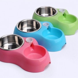 image of READY STOCK - Premium Stainless Steel Double Side Food Water Feeder Bowl