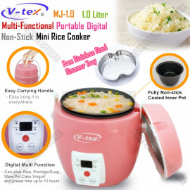 image of V-TEX 1L Portable Digital Multi-Function Non-Stick Mini Rice Cooker