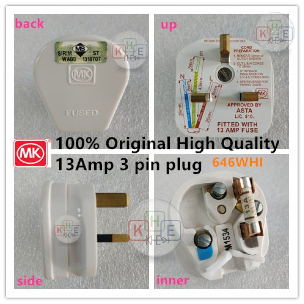 MK Heavy-Duty 13AMP Fused Bakelite 3Pin Plug 646WHI MK Heavy-Duty 13AMP Fused Bakelite 3Pin Plug 646WHI