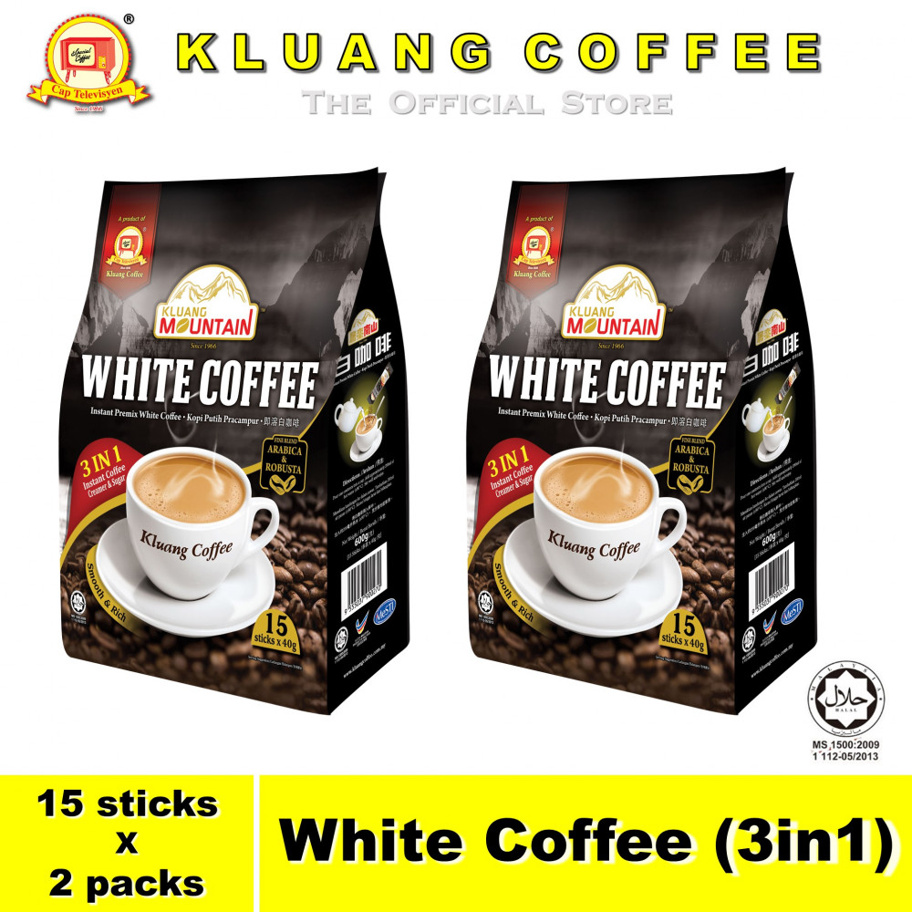 Kluang Mountain White Coffee (3in1)【15 sticks x 2 packs】CAP TELEVISYEN Kluang Mountain White Coffee (3in1)【15 sticks x 2 packs】CAP TELEVISYEN
