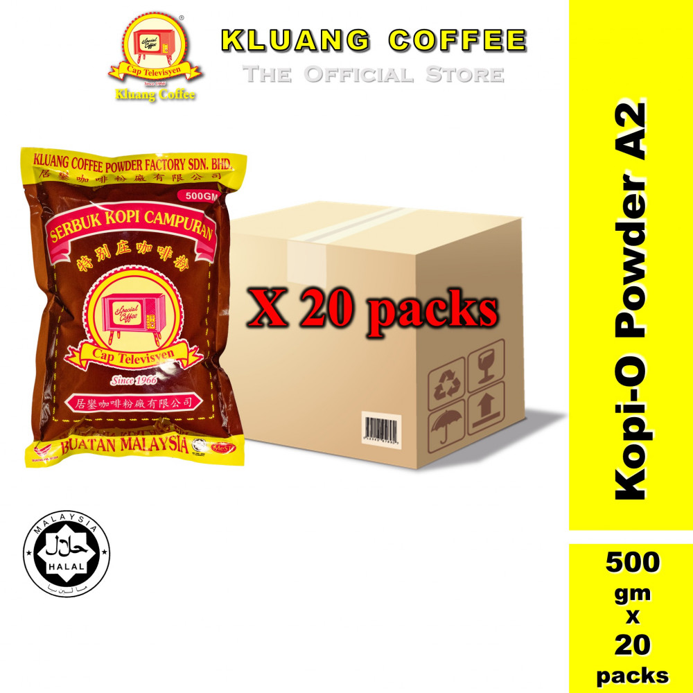 Kluang Black Coffee Cap Televisyen Kopi-O Powder Grade A2 (500gm x 20 packs) Serbuk Kopi Cap TV