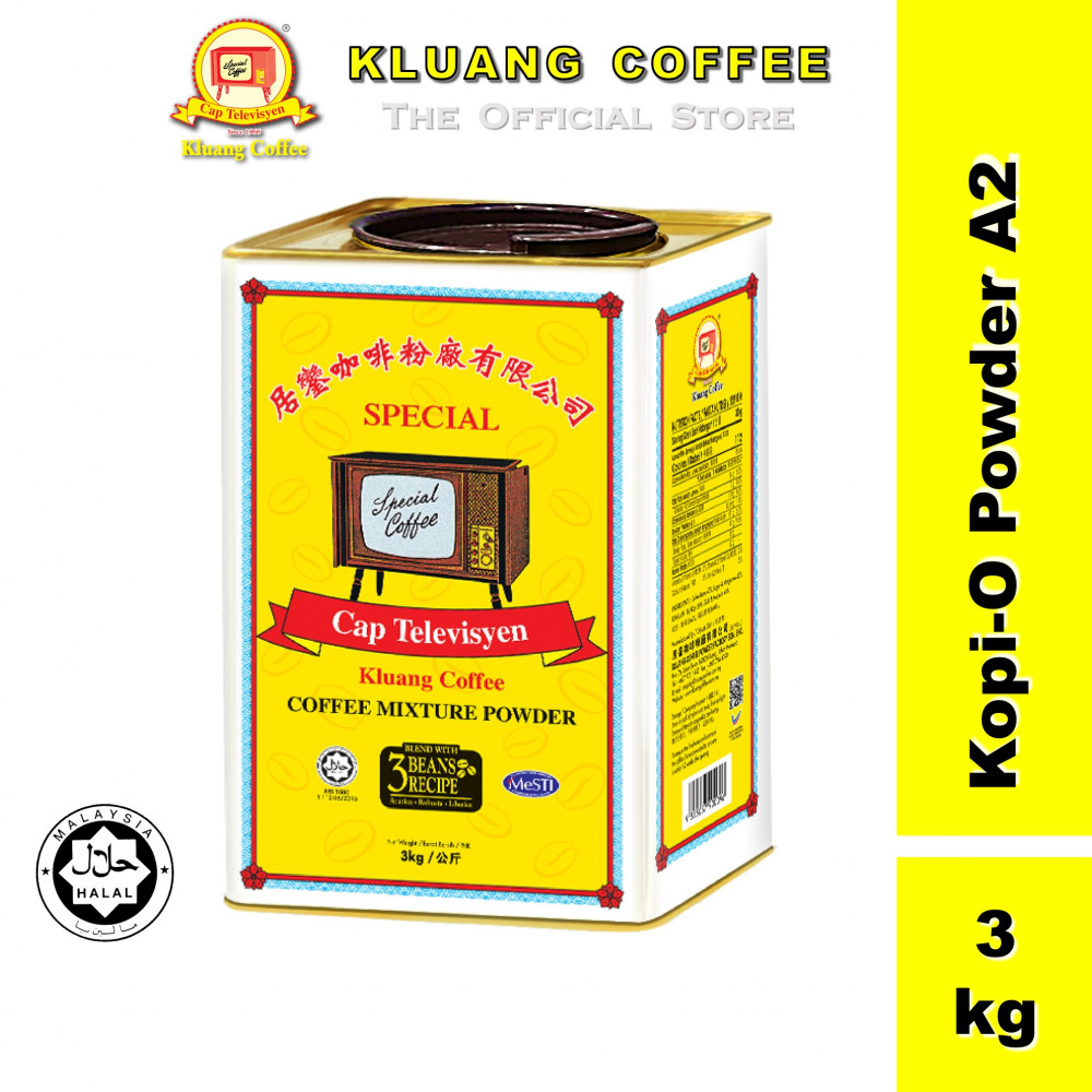 Kluang Coffee Cap Televisyen Kopitiam Kopi-O Powder Grade A2 (3kg x 1 tin) Kopi O Kluang Cap TV