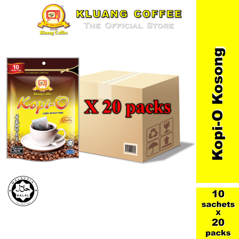 Kluang Black Coffee Cap Televisyen Kopi O Kosong (10 sachets x 20 packs) Kopi Kluang Cap TV