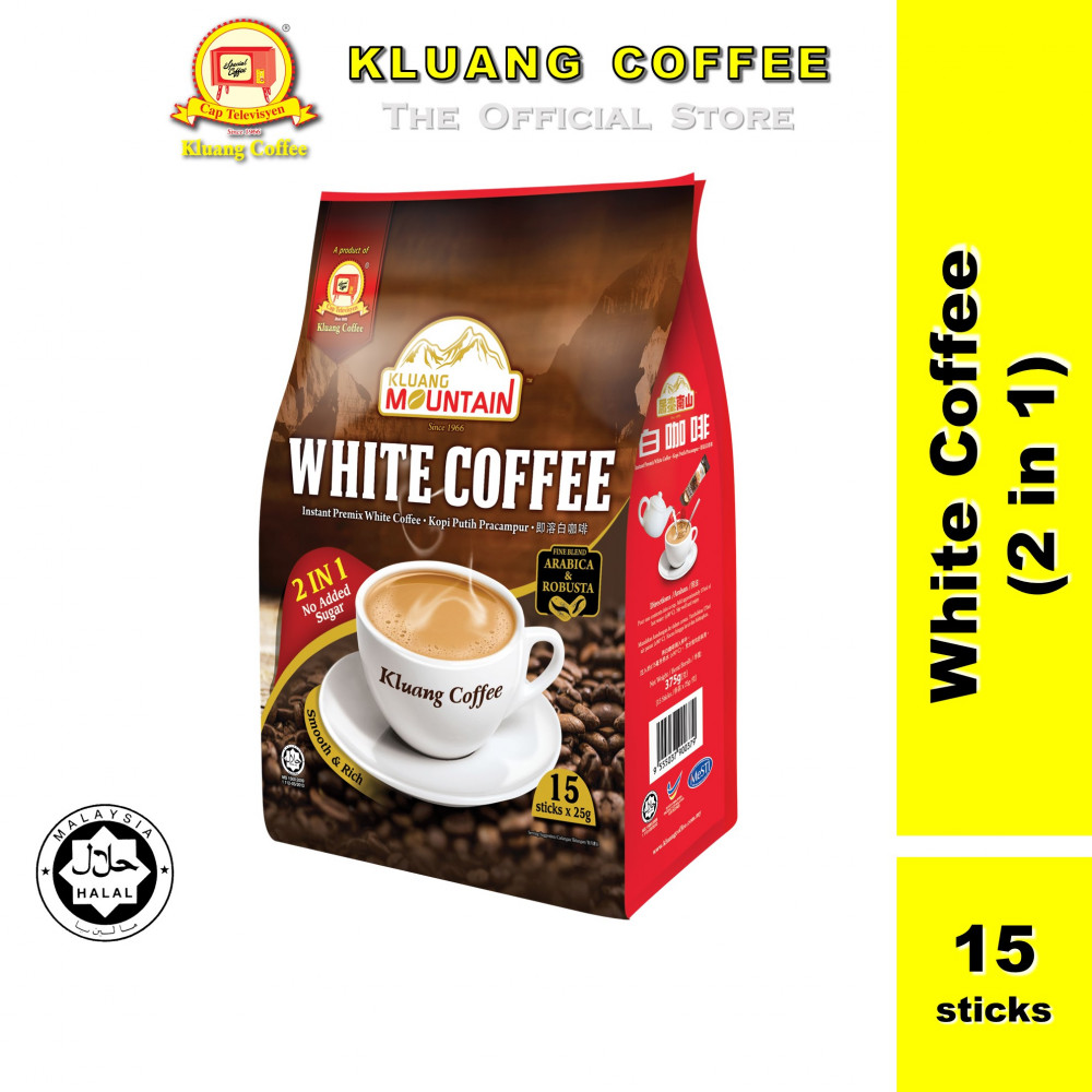 Kluang Mountain Cap Televisyen White Coffee 2 in 1 (15 sticks x 1 pack) Instant Coffee