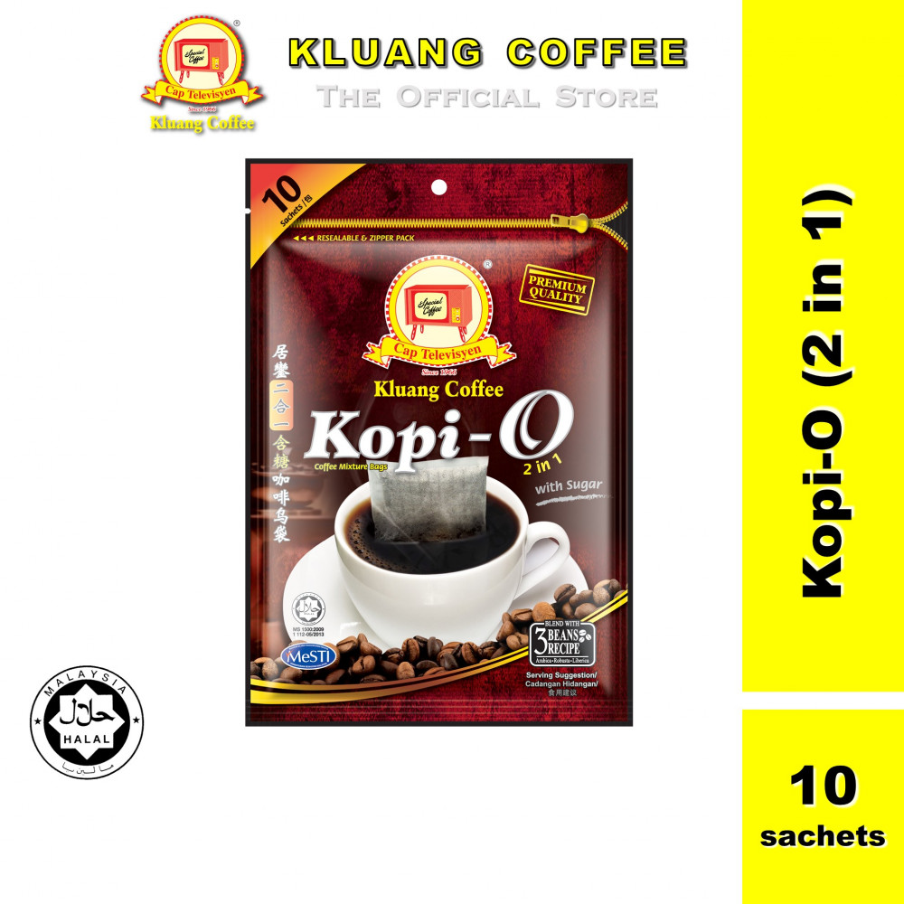 Kluang Coffee Cap Televisyen Kopi O 2in1 (10 sachets x 1 pack) Kopi-O Kluang Cap TV