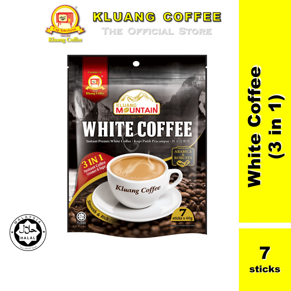 Kluang Mountain Cap Televisyen White Coffee 3 in 1 (7 sticks x 1 pack) Instant Coffee