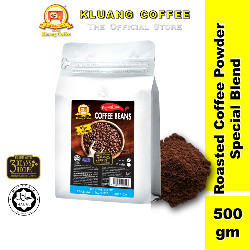 Kluang Cap Televisyen 100% Coffee Powder Special Blend with 3 Beans Recipe (500gm x 1 pack)