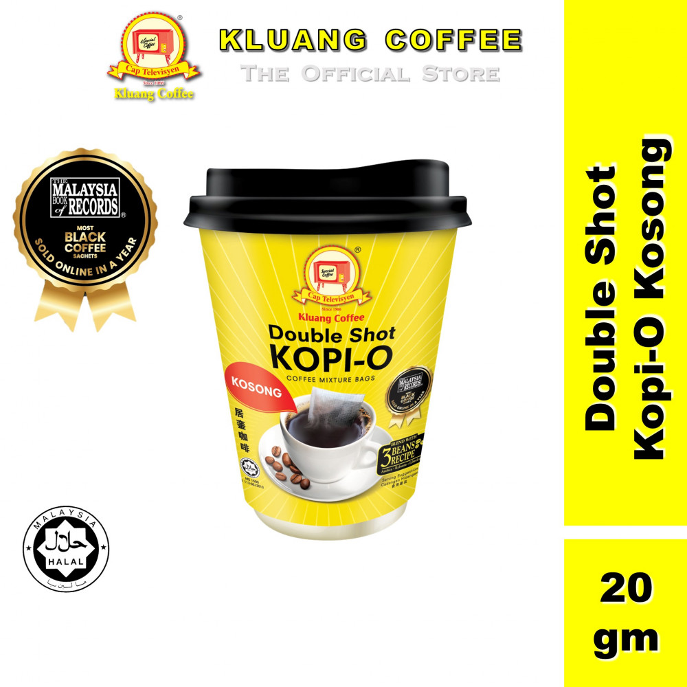 Kluang Coffee Cap Televisyen Double Shot Kopi-O Kosong (20gm x 1 cup) Kopi O Kluang Cap TV Kluang Coffee Cap Televisyen Double Shot Kopi-O Kosong (20gm x 1 cup) Kopi O Kluang Cap TV