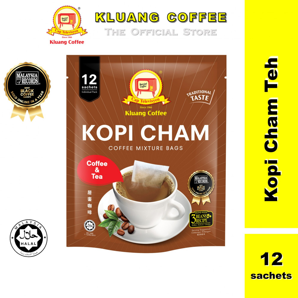 Kluang Coffee Cap Televisyen Kopi Cham Teh (12 individual sachets x 1 pack)